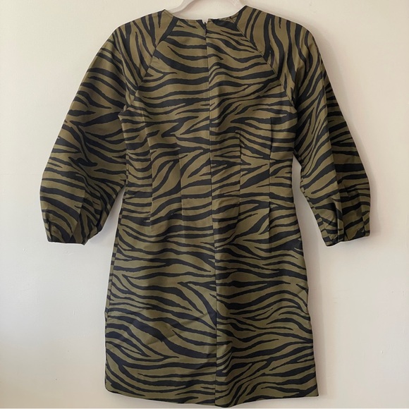 Veronica Beard Navi Zebra Animal
Print Cotton Silk Statement Cocktail Dress Oliv - Picture 6 of 8